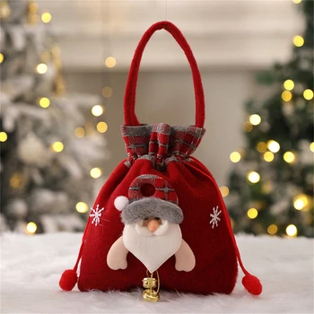 Crăciun Moș Crăciun Sac Copiilor Cadouri De Crăciun Ciorap Bag Rafinat Tipărite Bomboane De Crăciun De Stocare Portabil Genți De Mână De Decor