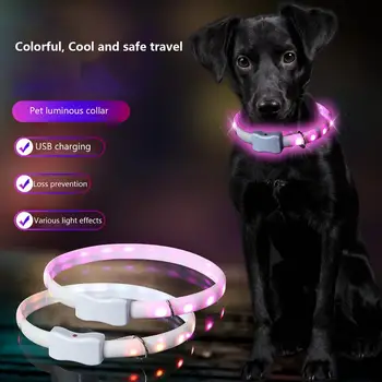 LED Zgarda Reglabila Comutare Multi-Color Intermitent Baterii Luminos Guler de Noapte Anti-Câine Pierdut Lumina Ham Pentru Animale de companie