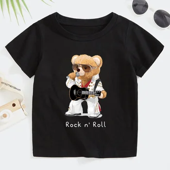 Rock n ' Roll Haine pentru Copii T-shirt Te Iubesc Sălbatic Tee Selfie Urs Copii Topuri Tricou