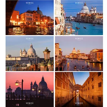 Italia Veneția Călătorie Râu, Peisaj De Călătorie Panza Pictura Noapte De Amurg Scena De Arta De Perete Poster Camera De Zi De Decorare Decor Acasă