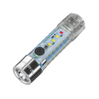 5 de Culoare Mini Lanterna EDC USB de Încărcare cu Led-uri Lanterna Portabil Transprent Roz Super Luminoase Mici Magnetice Lumină Roșie Lampă de Camping