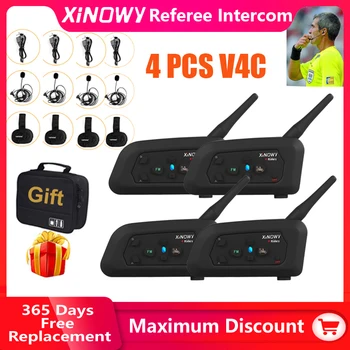 XiNOWy 4buc V4C Full Duplex Antrenor de Fotbal Judger Cu suport pentru Căști Arbitrul Interfon Sistem de Comunicare BT 1200M Interfon