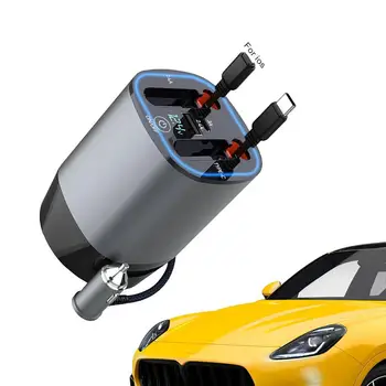 Masina Încărcător de Telefon Mobil 5 In 1 Smart Auto Încărcător Rapid Cu Dual Retractabil Cabluri LED Tensiune Display Auto Difuzor Auto Inteligent