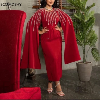 New Sosire Roșu Dubai rochii de Seara 2023 Argint cu Margele, rochii de Seara Robe de soirée femme de Bal Scurte rochie Plus dimensiune