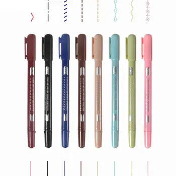 Dramatic Desen Curba Pen 8pcs Dual-vârful Curbei de Evidențiere Stilou Set pentru Copii de Jurnalizare a Lua Notă de 0,5 mm Peniță 8 Culori Liniile Fine