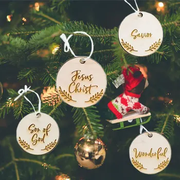 12Pcs Personalizate Fleac Crăciun Decorare Copac din Lemn de Familie Xmas Cadou Mini Globuri Numele lui Isus Ornamente de Crăciun Cadou Dropship