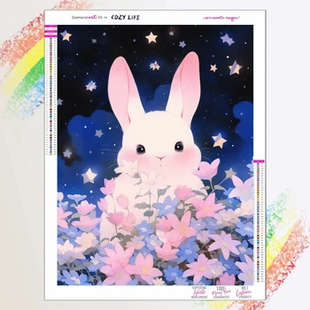 Drăguț Bunny Flori Iepure Diamant Pictura New Cross Stitch 5D Kit DIY Mozaic Broderie Stras Decor Acasă Copiii Cadou