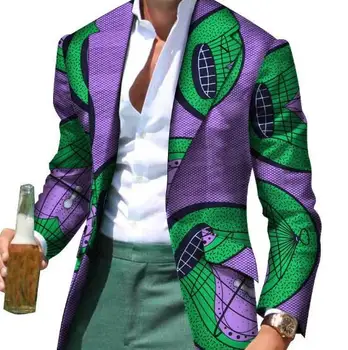 Nou Stil pentru Bărbați Rochie Formale model Imprimat singur pieptul Casual cu Maneci Lungi Bumbac Amestec Sacou Costum Haina 36.99+U