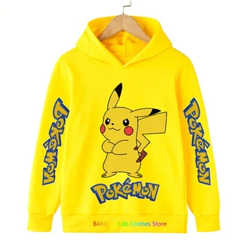 Kawaii Pokemon Hanorace Pikachu Copii, Haine Fete, Haine Topuri Baieti Tricou De Joc Print Cu Maneci Lungi Pulovere Copii Streetwear