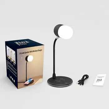 compatibil bluetooth Speaker Wireless de Încărcare de Trei-in-one Touch Birou Lampă de Noptieră Lumina de Noapte Desktop Decor Lampa de Citit