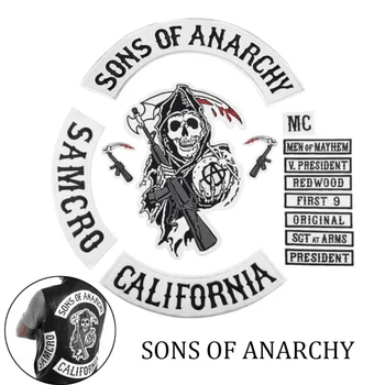 Original Fiul De Anarhie Broderie Spate patch-California Set Complet de Fier Pe Patch-uri Pentru Haine Club de motocicliști