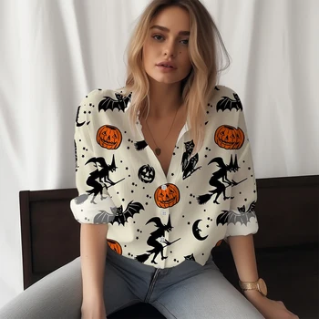 2023 Noi Femei Tricou Dovleac 3D Imprimate pentru Femei Tricou Stil Halloween pentru Femei Tricou Tendință de Moda pentru Femei cu mâneci Lungi Tricou