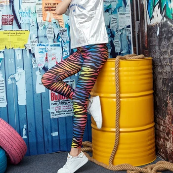 Curcubeu Leopard de Imprimare Jambiere Doamnelor Antrenament pentru Femei Gym Push Up Sexy Yoga de Fitness Feminin Trunchiate Pantaloni Talie Mare Leggins