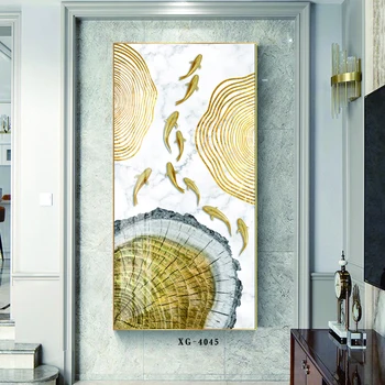 9 Carasi Aurii Inele Anuale Panza Pictura Textură de Marmură Decorative Abstracte Pictura de mari dimensiuni de Acasă Culoar Arta de Perete Decor