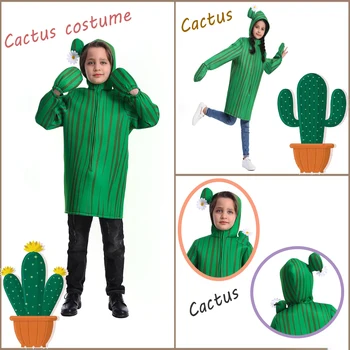 Unisex Copii Cactus Costume Copii Halloween Cosplay Petrecere De Fete, Băieți Joc De Rol Planta Verde Salopeta