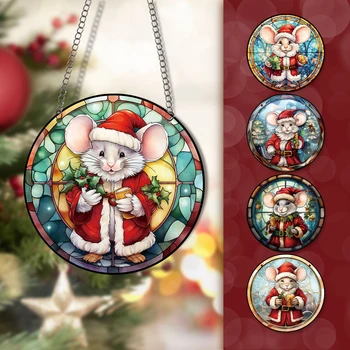 Crăciun Mouse-Ul Acrilic Suncather Pandantiv Colorat Fereastra De Perete Ușa De La Dormitor În Aer Liber Agățat Home Decor Creativ Cadou Ornament