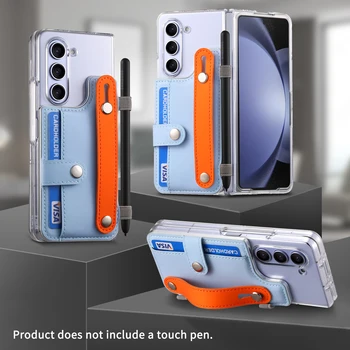 Pentru Samsung Galaxy Z Fold 5 Caz De Colorat Carte De Portofel Din Piele Fixat Pe Suport Pix Slot Transparent, Rezistent La Șocuri Subțire Capacul Din Spate