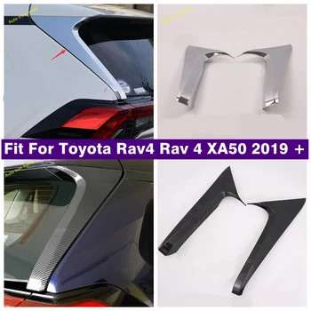 Fereastra din spate Spoiler Pilon Post Acopere Garnitura Pentru TOYOTA RAV4 RAV 4 XA50 2019 - 2023 Accesorii Auto Chrome / Aspect Fibra de Carbon