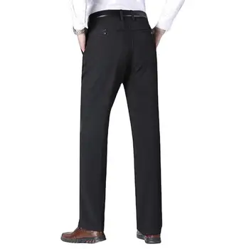 Tatăl Pantaloni Formale Gros de Pluș Costum pentru Bărbați Pantaloni Moale cu Buzunare Mijlocul Talie Închidere cu Fermoar Formale Stil de Afaceri pentru Tați