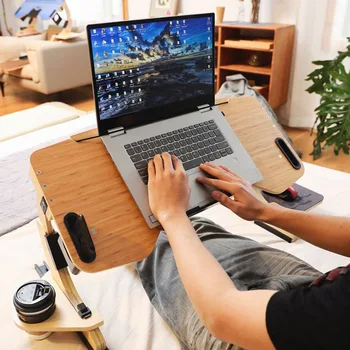 Pliante Din Lemn Mini Birou Pentru Laptop Reglabil Pe Masă Mai Multe Unghiuri Leneș Minte Birou, Pat, Canapea, Masă Utilă Raft Mic Notebook Holder